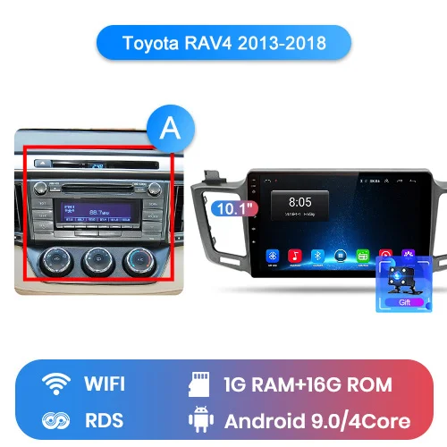 Junsun Штатное Головное устройство Toyota RAV4 2012 2013- GPS Android 8.1 aвтомагнитола магнитола 2 din автомагнитолы Андроид для Тойота рав4 рав 4 штатная магнитола автомобильная мультимедиа 2 дин навигатором - Цвет: WIFI (1GB 16GB) A