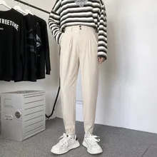 Pantalones de traje de terciopelo para hombre, Pantalón recto coreano, Formal, ajustado, cálido, moda Sociedad, Otoño e Invierno (1)