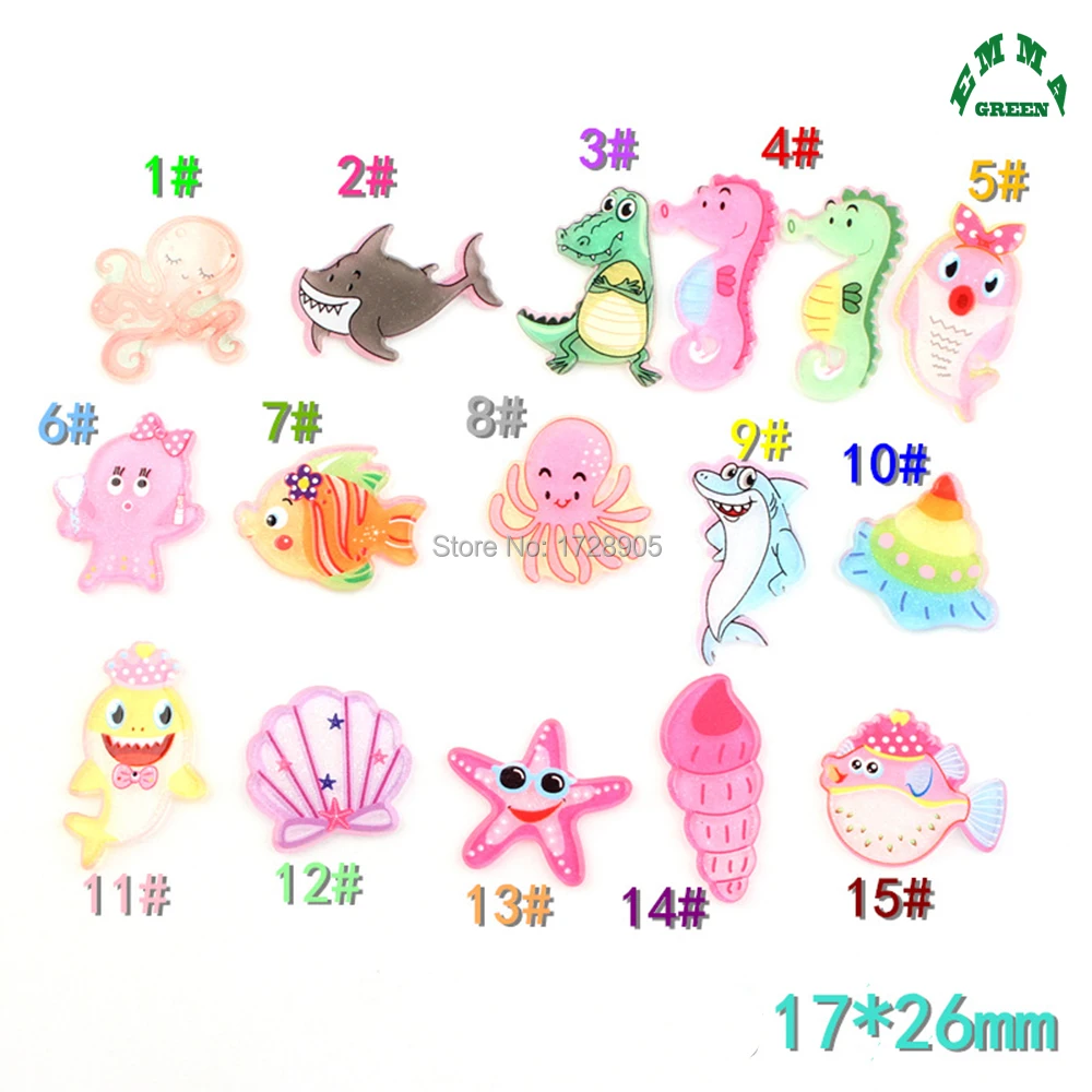 

Кабошон с плоской задней частью океана, 20 шт., акриловый плоский динозавр, аксессуары для изготовления Драгоценности для скрапбукинга «сдел...