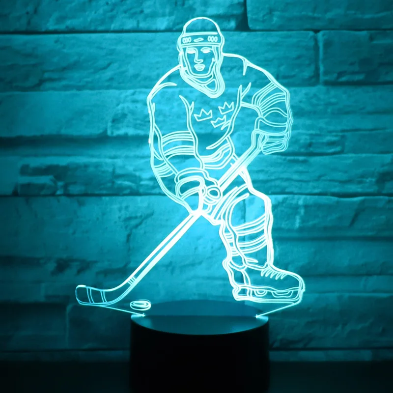 3D светодиодный ночной Светильник играть Хоккей приходят с 7 цветов светильник