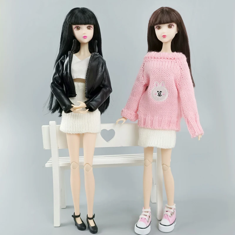 Белая трикотажная Теплая юбка свитер для куклы Барби одежда трапециевидная