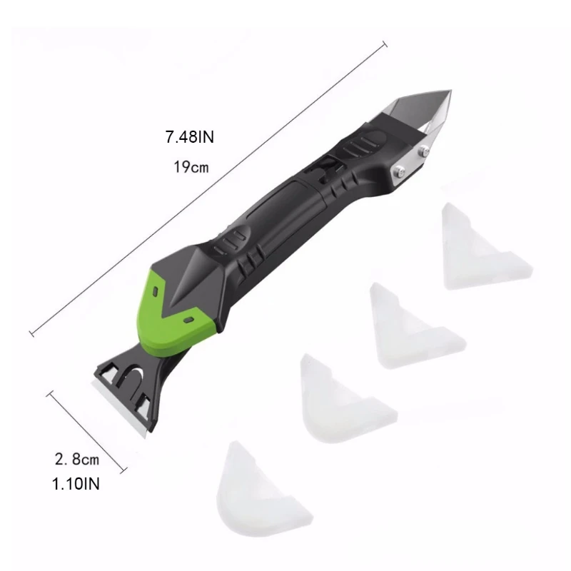 

5 In1 Silicone Remover Caulk Finisher Sealant Smooth Scraper Grout Kit Tools with Seam Tape Plastic Hand Tools Set Accessories