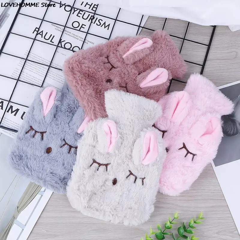 Winter Warm Heat Reusable Hand Warmer Cute PVC Stress Pain Relief Therapy Hot Water Bottle Bag with Knitted Soft Cozy Cover