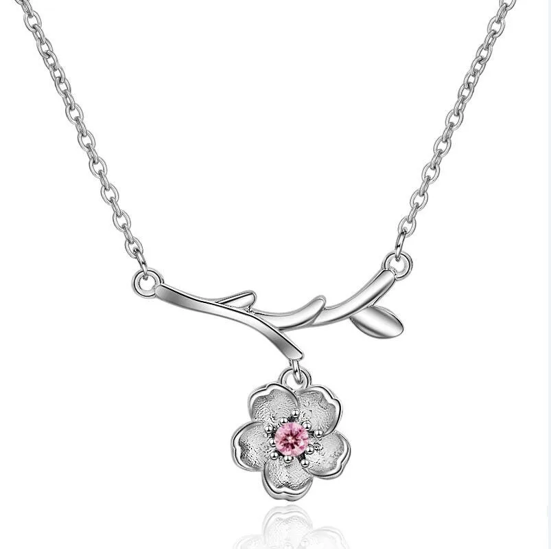 Ожерелья и подвески из серебра 925 пробы с цветком сакуры ожерелье чокер вишни на
