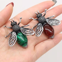 women brooch natural stone bee shaped pendant brooch for jewelry making diy necklace bracelet clothes shirts accessory