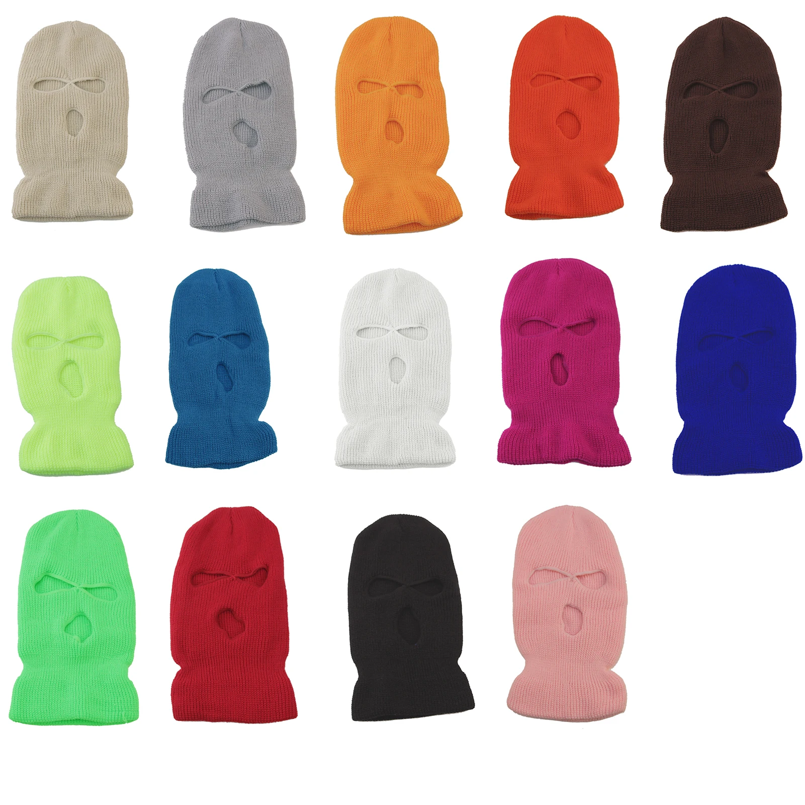 

Winter Warm 3 Holes Solid Color Woolen Yarn Hat Face Cover for Outdoor Sport