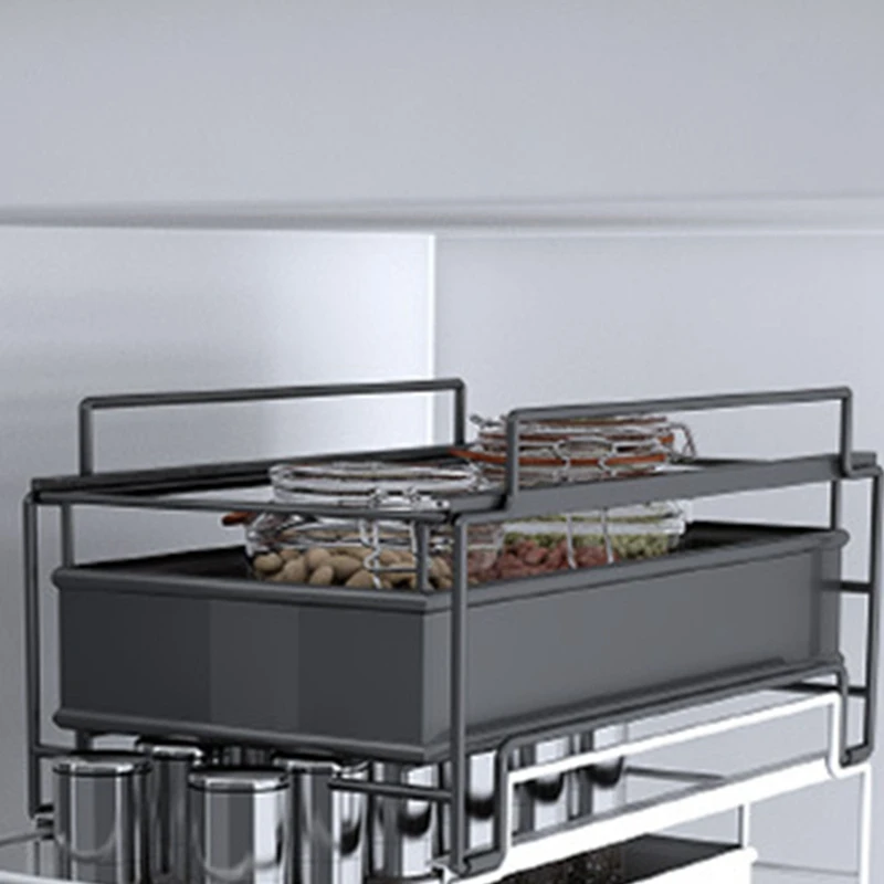 

Kitchen Storage Rack,Desktop Seasoning Rack,Pull-Out Storage Rack for Kitchen,Under the Sink Storage Rack