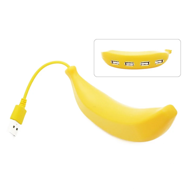 4 порта дистрибьютор креативный USB 2 0 концентратор желтый банан разветвитель