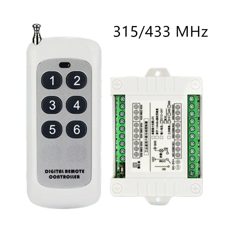 DC 12V 6 CH Channels 6CH RF Wireless Remote Control Switch System receiver transmitter Relay 315/433 MHz |