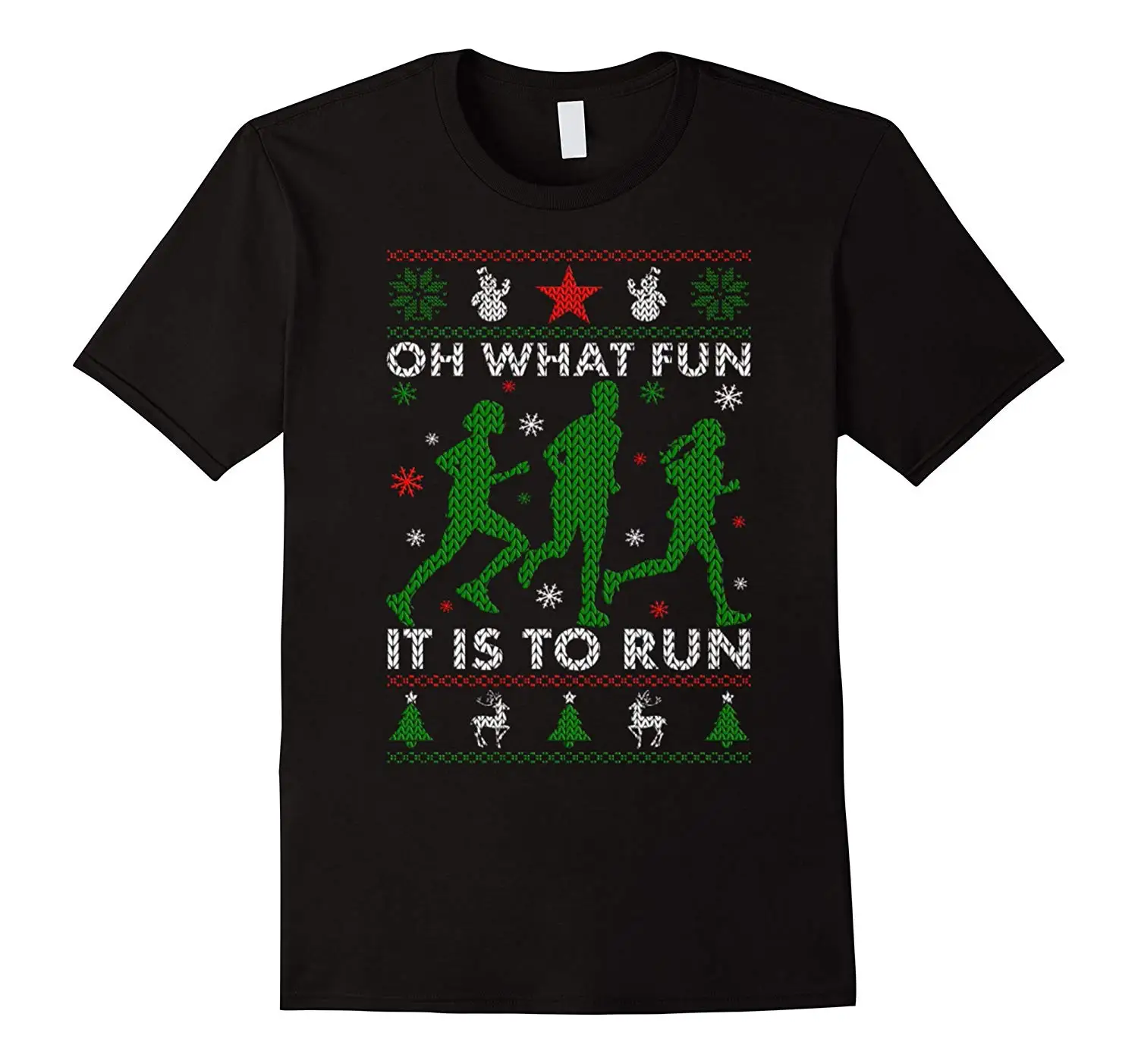 

Oh What Fun It Is To Run. Funny Ugly Sweater Merry Christmas T-Shirt. Summer Cotton Short Sleeve O-Neck Men's T Shirt New S-3XL