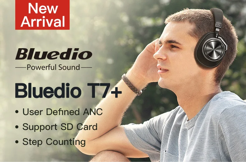 Беспроводные Bluetooth наушники Bluedio T7 Plus + с активным шумоподавлением
