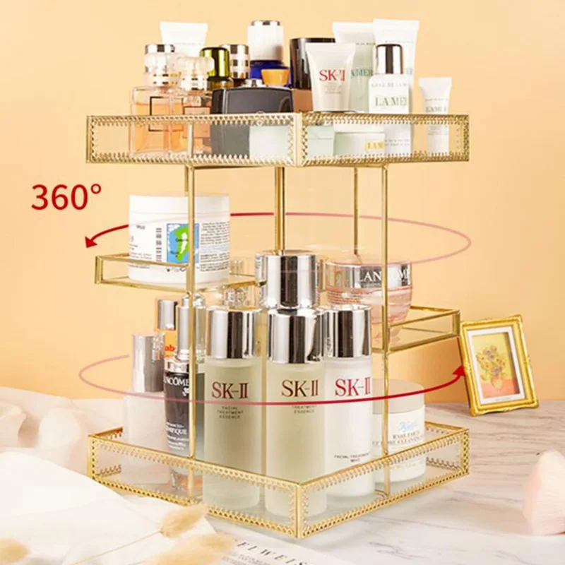 Вращающийся ящик для хранения косметики поднос макияжа глаз подставка коробка