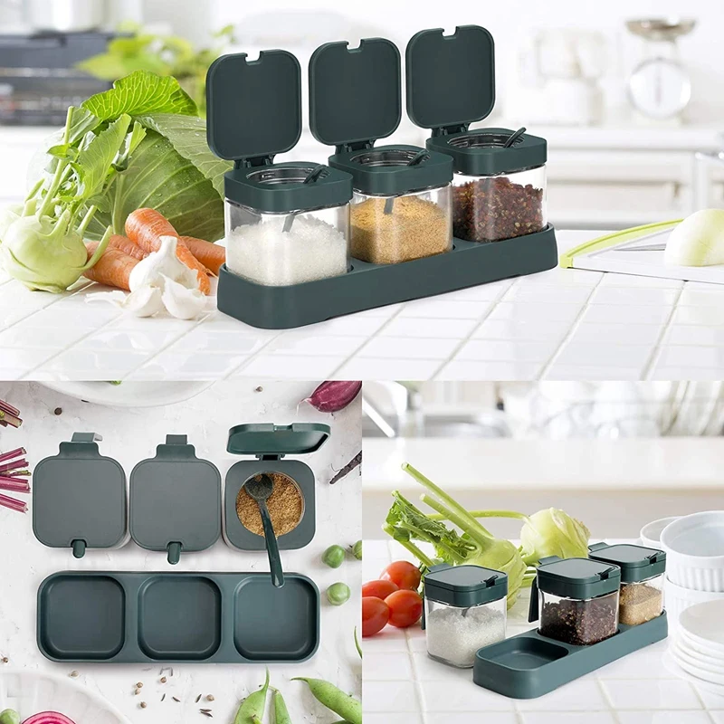 Контейнер для приправ набор контейнеров специй из 3 предметов с крышками и