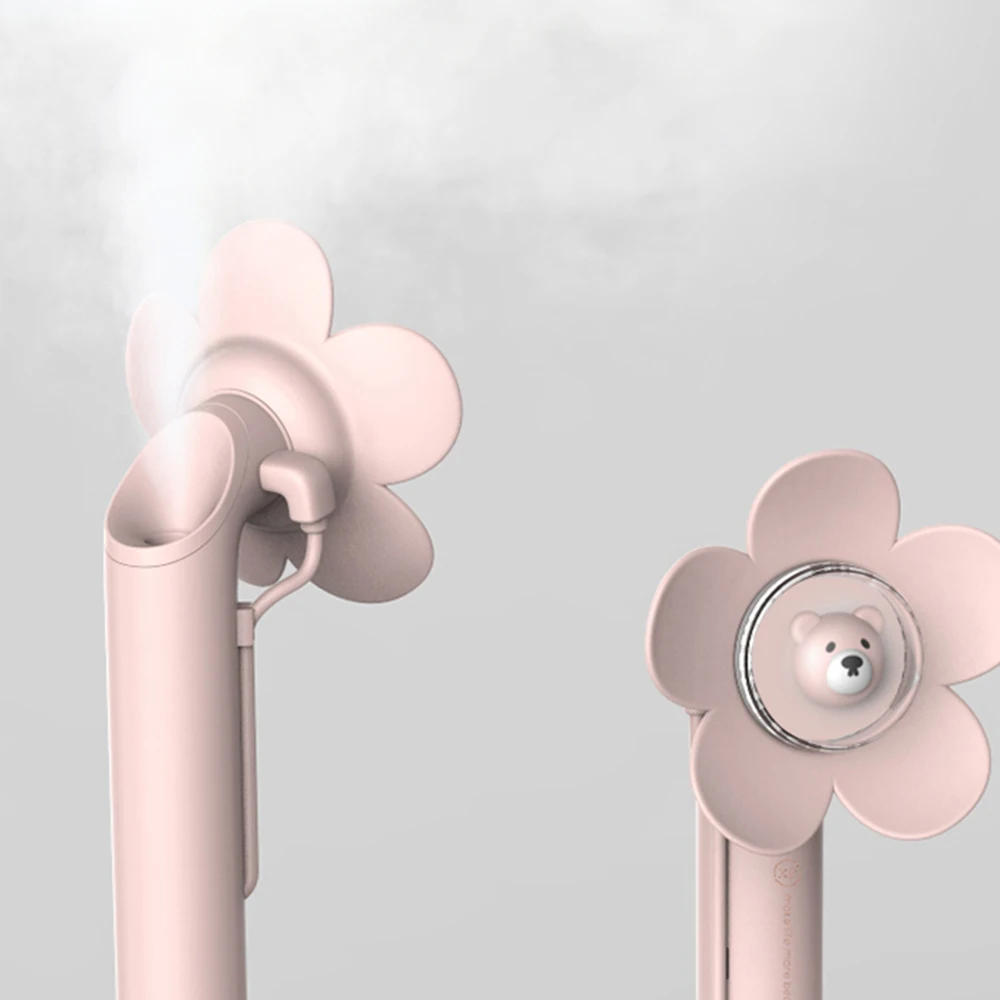 

Uareliffe Wireless Desktop Humidifier Portable Flower Design Spray Water Replenishing Instrument Night Light Cooling Mist Fan