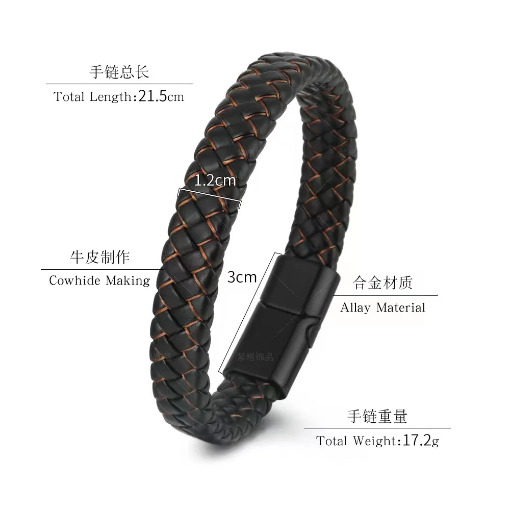 Модный Магнитный черный мужской браслет из нержавеющей стали с подвесками