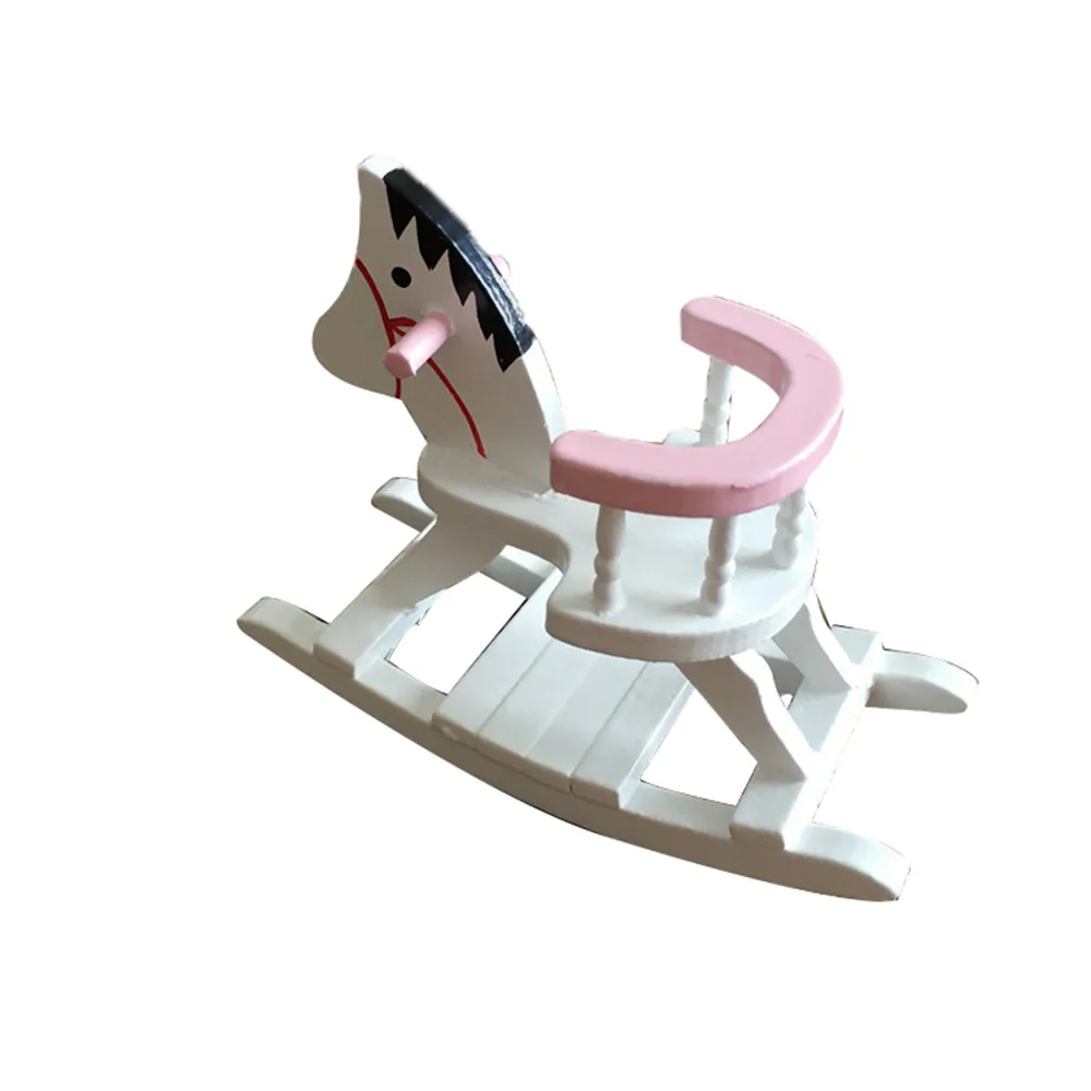 

New 1/12 Dollhouse Miniature Wooden Rocking Horse Chair Nursery Room Furniture Doll House Ornament Accessories Toys For Kid #BL5