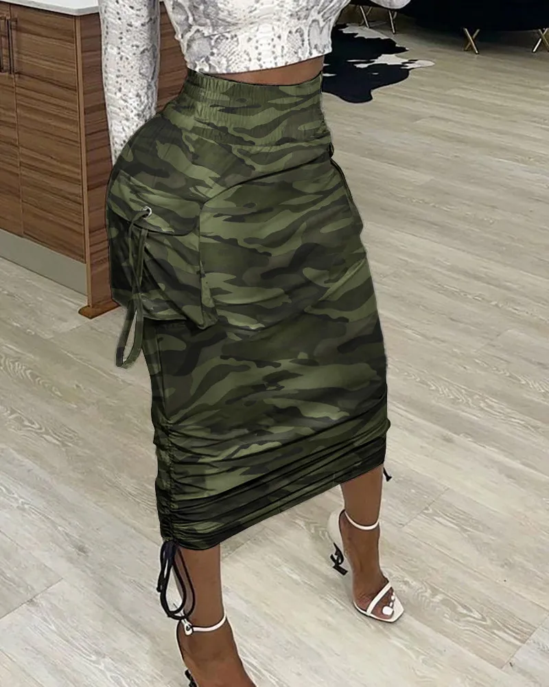 

Tube Long Spring Camo Plus Stretch Size Skirts Maxi Ladies Autumn Skirt Printing Newspaper Pencil Skirt Women Womens Bodycon Cam