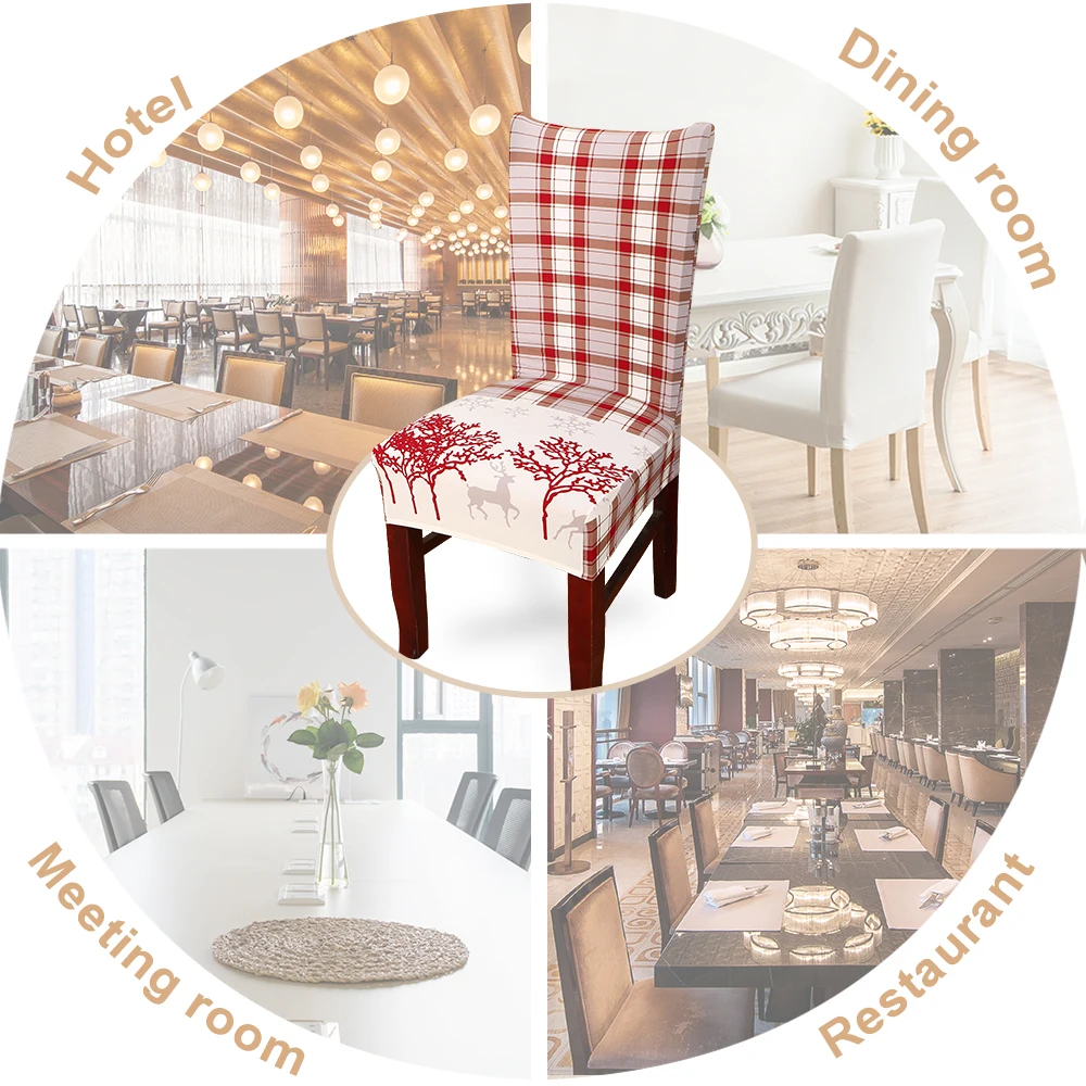 2019 Christmas Decor Dining Room Chair Cover Universal Size Covers Seat Slipcovers Washable Removable Stretch | Дом и сад