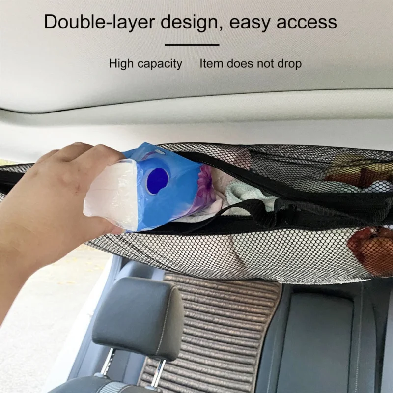 

Car Ceiling Storage Net Roof Interior Storage Bag Car Storage Net Bag Sundries Practical Fishing Rod Storage Bag Hot Sell