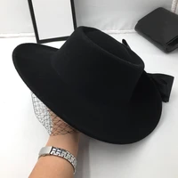 panama hats for women wool gauze bowknot design socialite hat is concave and convex ms hat hat fedoras
