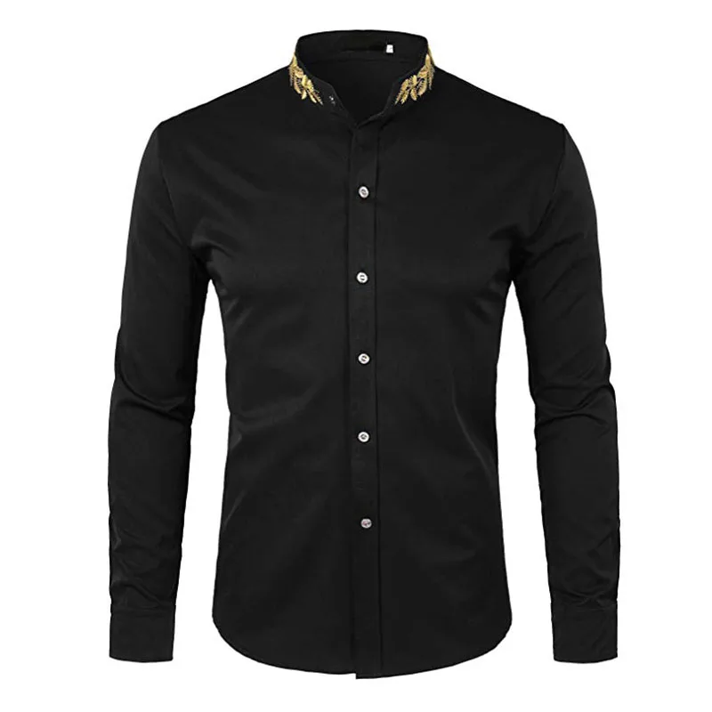 Hemiks Print Mens Hipster Shirts AutumnTurn-Down Collar Long Sleeve Casual Camisa Masculina Button Down Slim Fit Camisas Hombre | Мужская