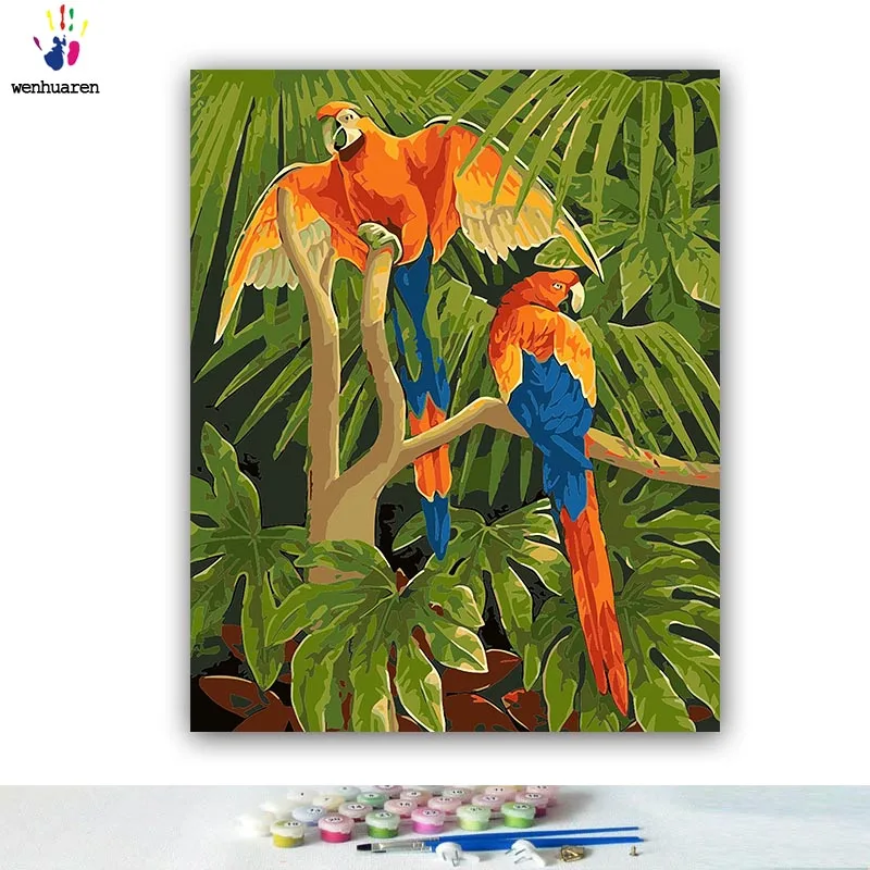 DIY окраска по номерам на подставке с птицами дереве картины комплекты 40x50 защелка