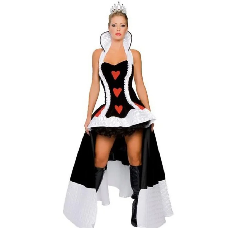 

Black Deluxe Queen Costumes with crown, fairy evil queen costume cosplay carnival party fancy dress blackw1010