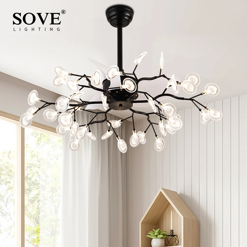 Современная светодиодный Люстра-Светлячок вентилятор светильник ПА в виде