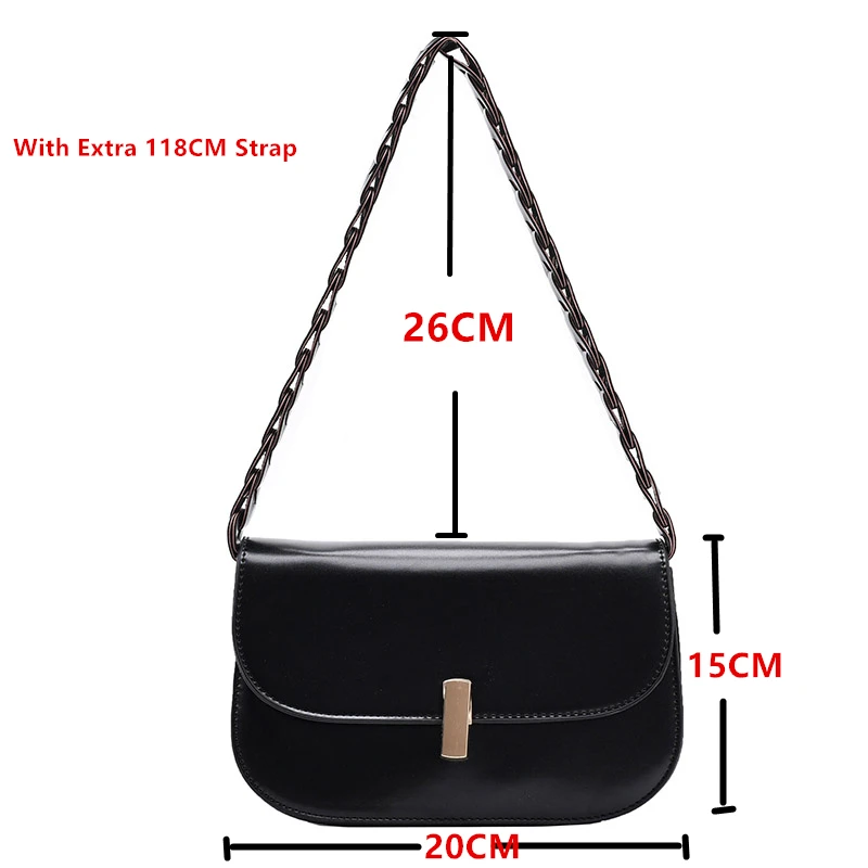 

Branded Designer Small Baguett Bags For Women 2020 Trend Vintage Solid Shoulder Bag High Quality PU Leather Fashion Handbags