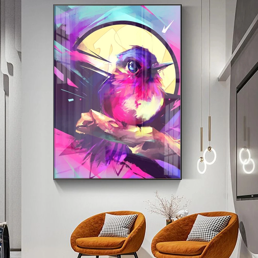 Абстрактная живопись красочные животные орлан и птица картина для офиса