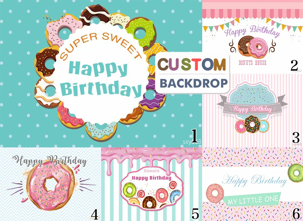 Levoo Donut Theme Photography Background Happy Birthday Baby Shower Party Backdrop Banner Props Decoration Photo Zone crown photo backdrop princess flower kids baby shower happy birthday party photograph background banner decoration
