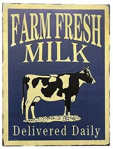 

Metal Sign-Farm Fresh Milk Cow Retro Tin Sign Used to Decorate The Wall Decoration Plaque of Bar Cafe Club Garage 8x12 es