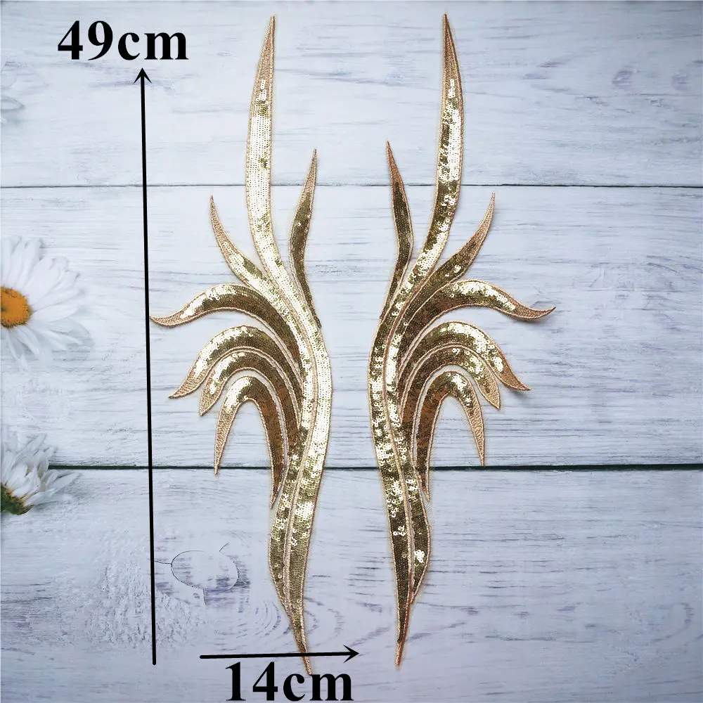 Золотые блестки кружевная ткань вышитая аппликация для платья благородный