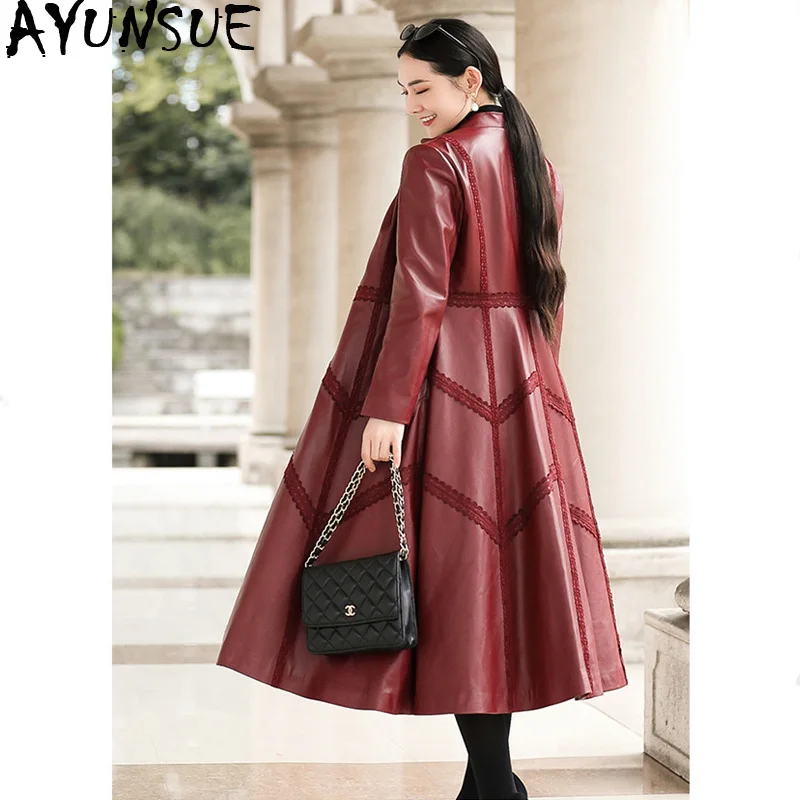 

AYUNSUE Real Leather Jacket Winter Jacket Women Genuine Sheepskin Coat Female Long Down Jacket Streetwear Windbreaker XS18D18-13