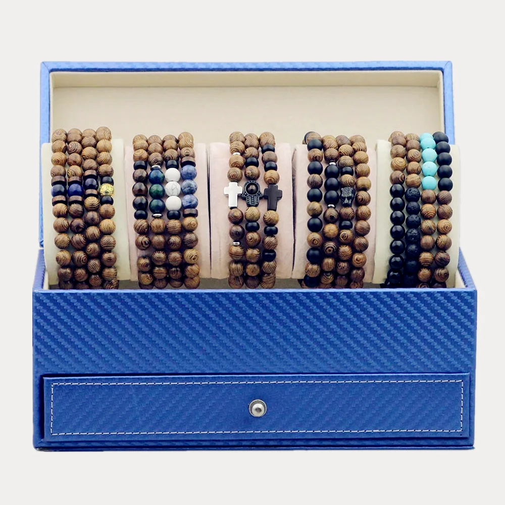 Браслет мужской/женский из натурального дерева с бусинами 8 мм|Плетеные браслеты|