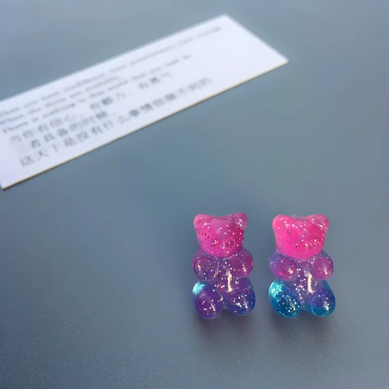 

Handmade Resin Cute Cartoon Gummy Bear Stud Earrings for Women Girl Best Gift Creative Transparent Color Candy Earrings