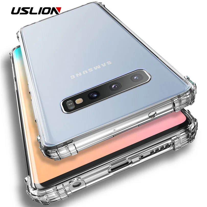 USLION Airbag Clear Silicone Shockproof Soft Phone Case For Samsung Galaxy S10 S9 S8 Plus Note 9 8 A50 A30 M30 A8 A9 2018 Cover |