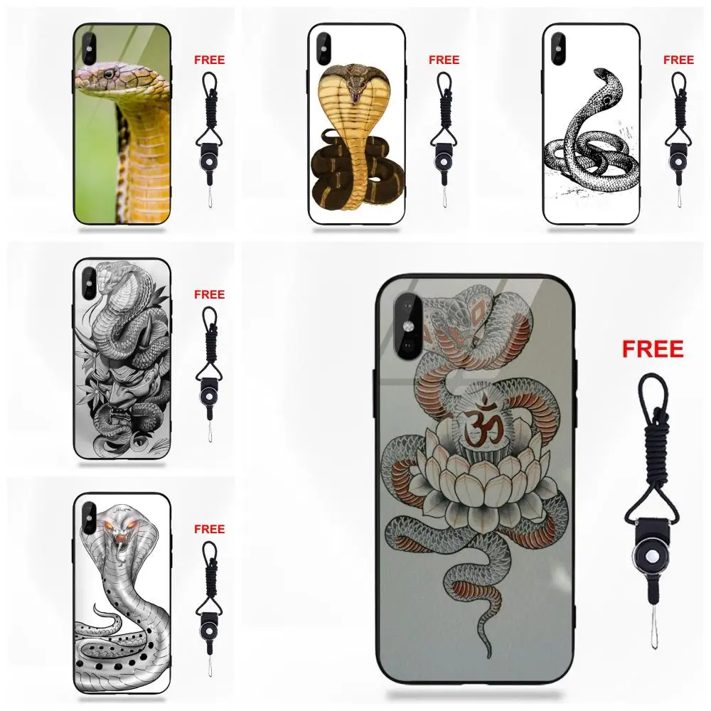 Omdnwd Мягкий ТПУ чехол + закаленное стекло Coque Cool татуировки король змея кобра для