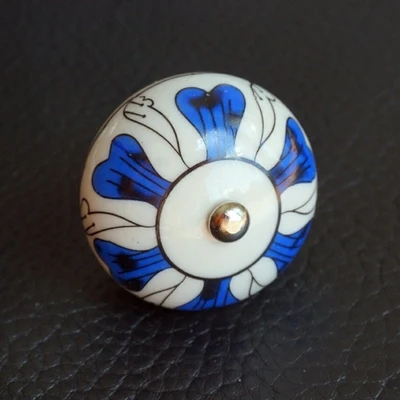 Керамическая ручка для комода с синим цветком детские ручки шкафа/уникальная