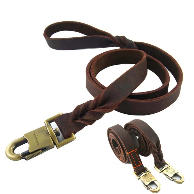 Золотистый ретривер плетеный кожаный поводок ручной работы мягкий однотонный