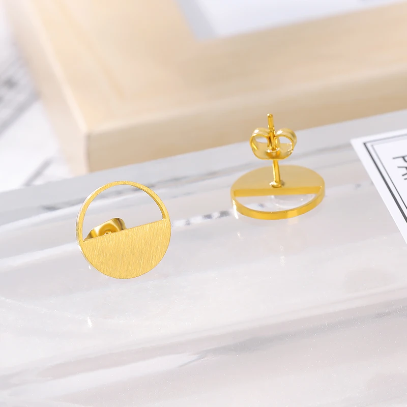 Женские круглые серьги V притягивающие из нержавеющей стали геометрической