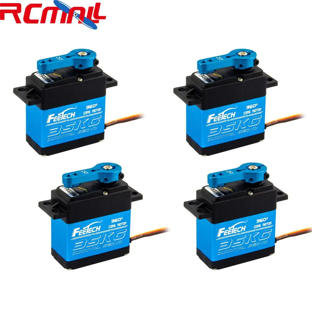 

4PCS Feetech Large Torque 7.4V 35kg.cm Digital Servo, 360 Degree RC Servo with 25T Servo Arm for Smart Car Robotic Boat