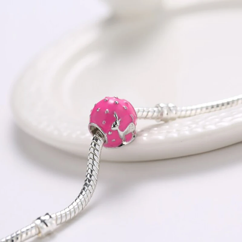 pink fawn Fit Women Pandora charms silver 925 original Bracelet valentines day harajuku bijoux Jewelry beads ENM556 | Украшения и