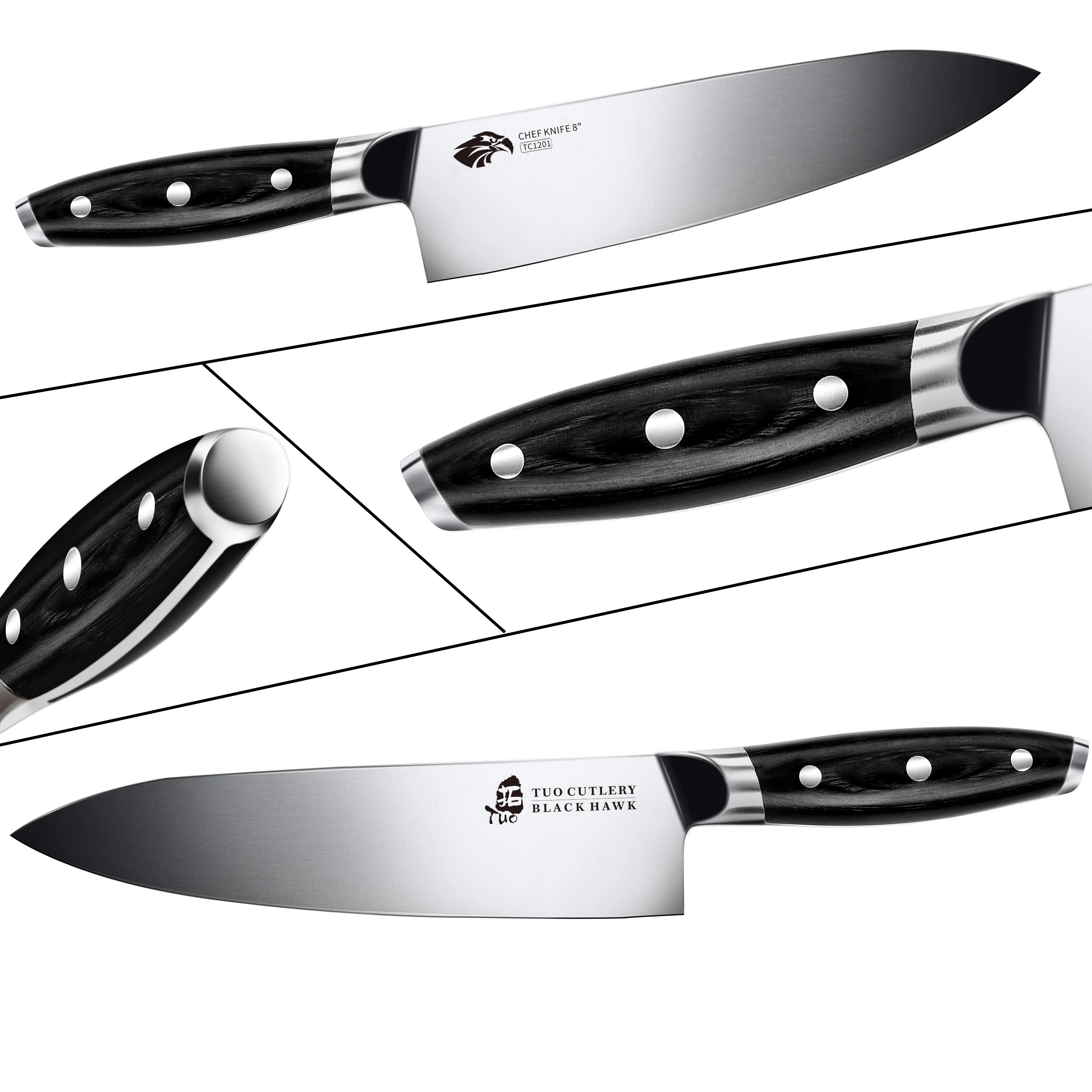 TUO Chef knife- Professional 8 inch Pro Chef Kitchen Knife- High Carbon German Stainless Steel- Meat and Vegetable Knife