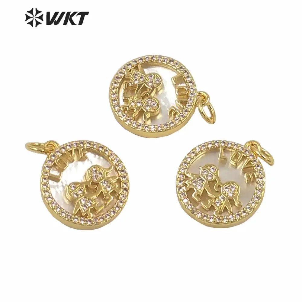 

MP157 Romantic jewelry pendant cute round shape necklace pendant couple love pendant in gold plated for girl friend love token