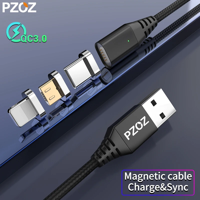 PZOZ Магнитный USB кабель Micro Usb c кабель для быстрой зарядки кабель Microusb type c магнитное зарядное устройство для iphone 8 samsung S9 S10 xiaomi