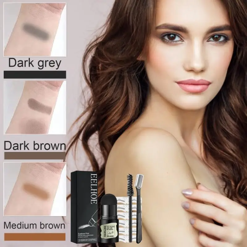 One Step Eyebrow Stamp Shaping Kit Professional Eye Brow Gel Makeup with 10 Reusable Stencils Brushes | Красота и здоровье