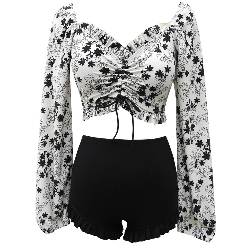 

Swimsuit Woman Two Piece Bathing Suit Brazilian Bikini Girl Swimwear Separate Long Sleeve Split For Women Fragrance Covering