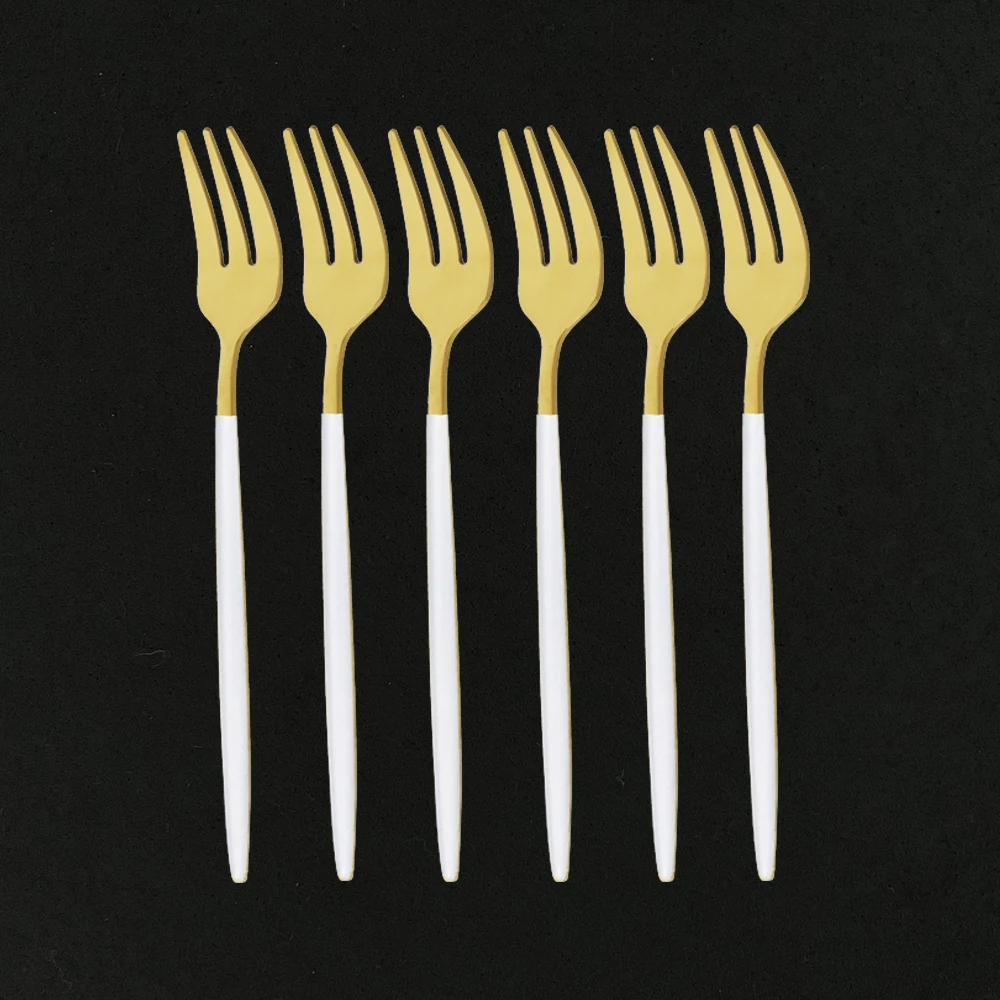 6 шт Чай Вилка Набор посуды Нержавеющая сталь небольшие фруктовые столовая вилка