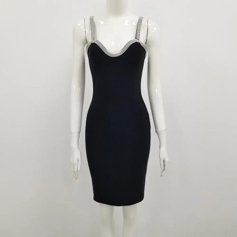 Новинка Женская мода 2020 сексуальное черное летнее Бандажное платье без рукавов с